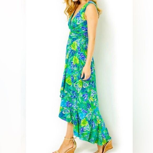 Lilly Pulitzer Sleeveless Moana Wrap High Low Maxi Dress Botanical … - Picture 6 of 6